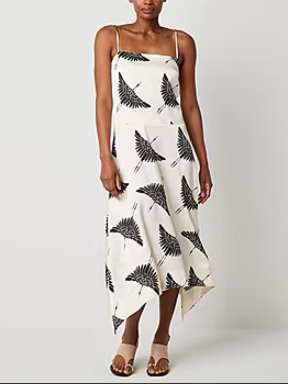 Worthington - Black & White Asymmetrical Handkerchief-Hem Slip Crane Dress Sz 4